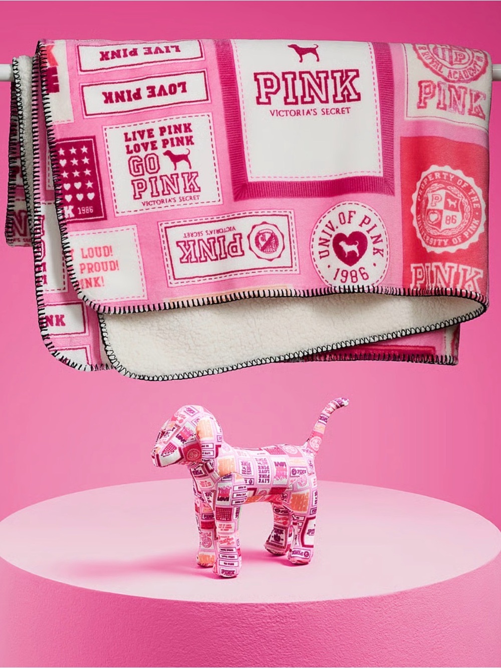 NEW! PINK Victoria's Secret Cozy Plush Blanket & Mystery Mini Dog